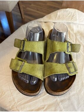 Birkenstock Arizona Green Suede Sandals